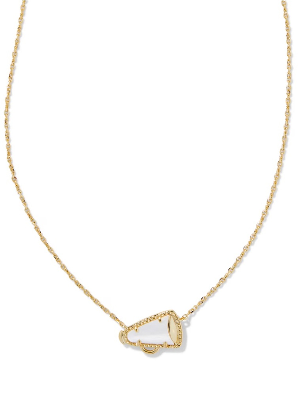 NEW Kendra Scott Cheer Gold Short Pendant Necklace in White Mother-of-Pearl
